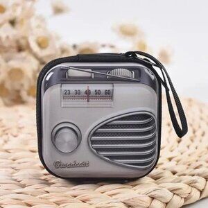 Vintage Radio Pattern Print Zipper Wallet Coin Purse Storage Bag